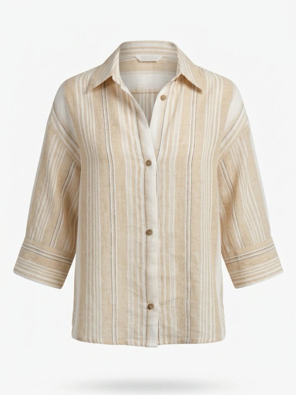 Peserico Striped Linen Button Down Shirt Size 46 (US 10-12/Large)